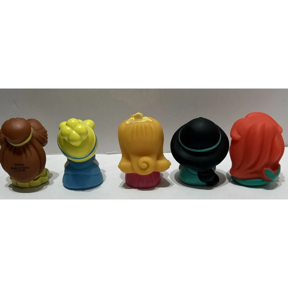 Disney Princess Vinyl Finger Bath Puppets Ariel Belle Jasmine Cinderella Aurora‎